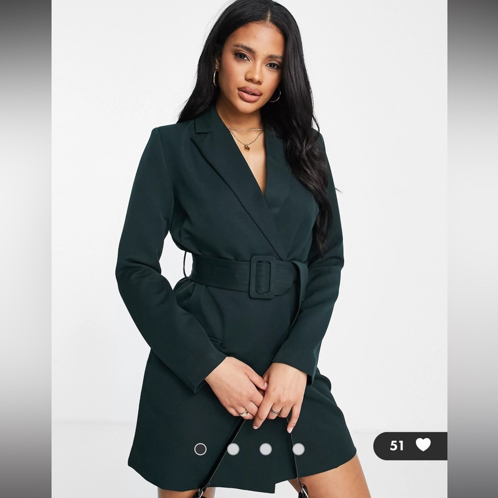 NWT Asos 4th & Reckless Dark Green Mini Blazer Dress Size Large
